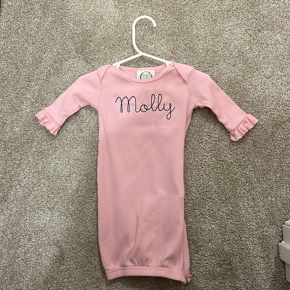 Molly sleeper gown- fits like 0-3mo but says one size on tag